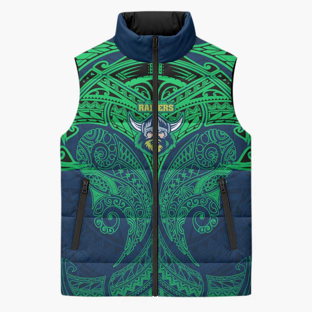 Personalized Canberra Raiders Sleeveless Puffer Jacket Polynesian Tribal Pattern Style
