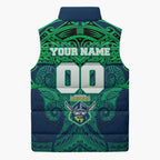 Personalized Canberra Raiders Sleeveless Puffer Jacket Polynesian Tribal Pattern Style