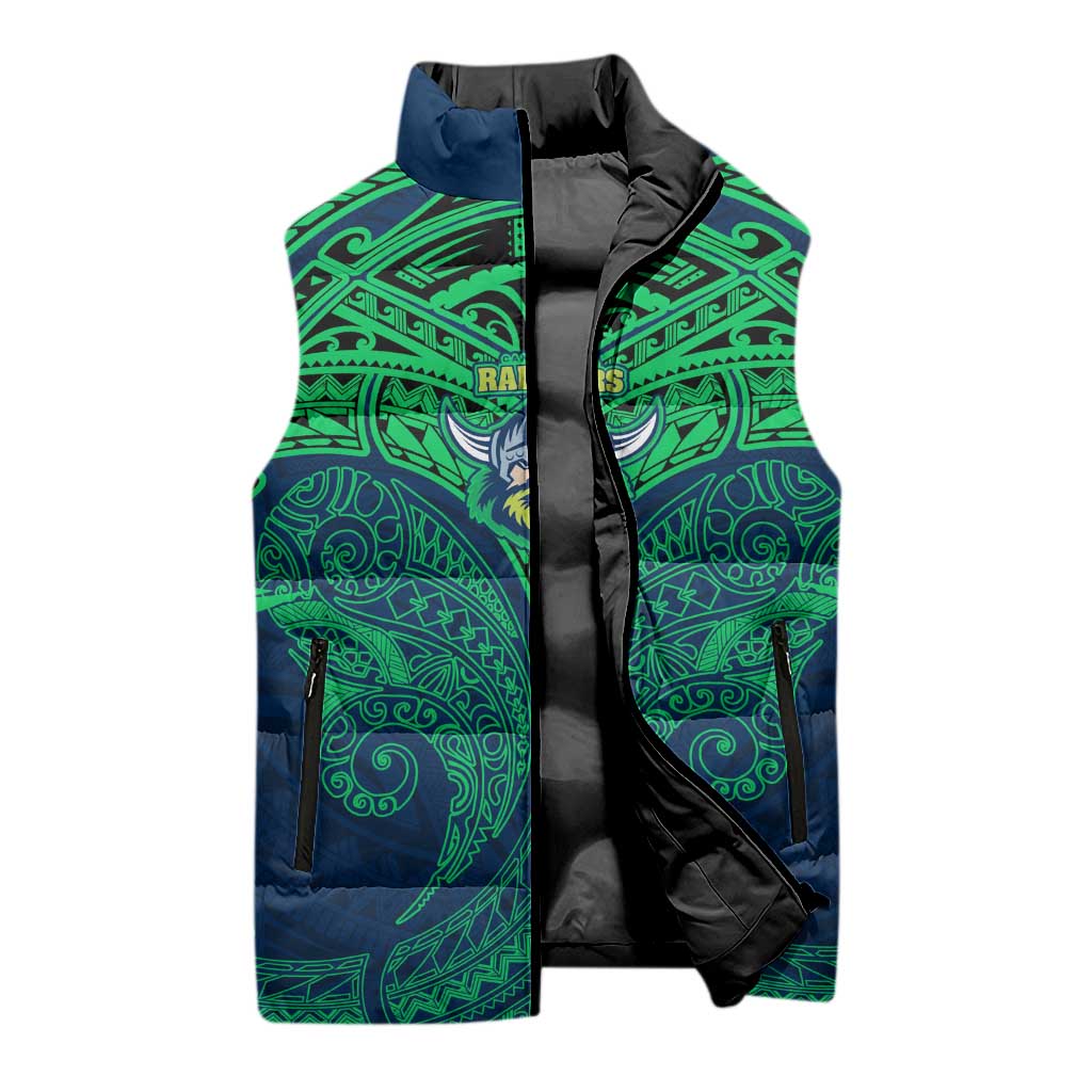 Personalized Canberra Raiders Sleeveless Puffer Jacket Polynesian Tribal Pattern Style
