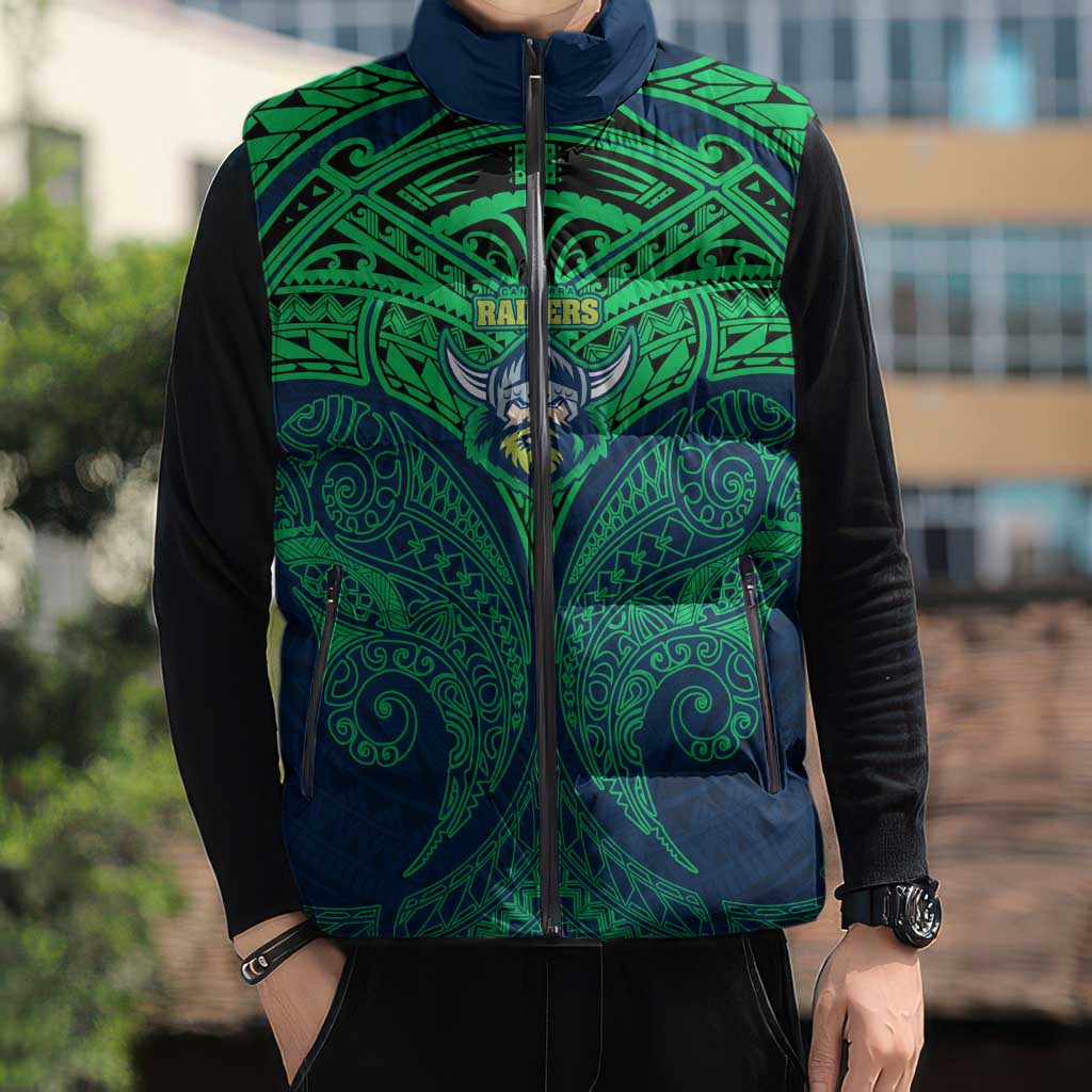 Personalized Canberra Raiders Sleeveless Puffer Jacket Polynesian Tribal Pattern Style