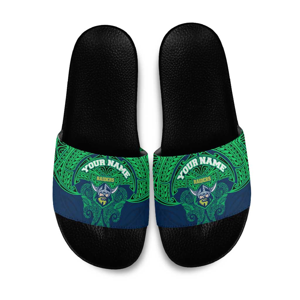 Personalized Canberra Raiders Slide Sandals Polynesian Tribal Pattern Style