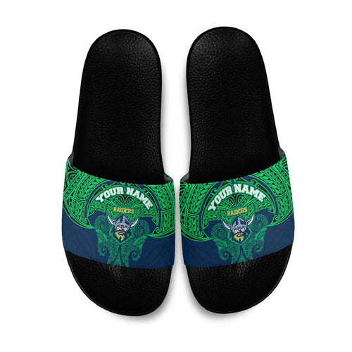 Personalized Canberra Raiders Slide Sandals Polynesian Tribal Pattern Style