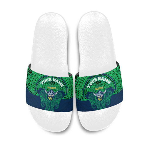Personalized Canberra Raiders Slide Sandals Polynesian Tribal Pattern Style