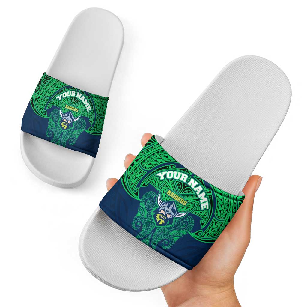 Personalized Canberra Raiders Slide Sandals Polynesian Tribal Pattern Style