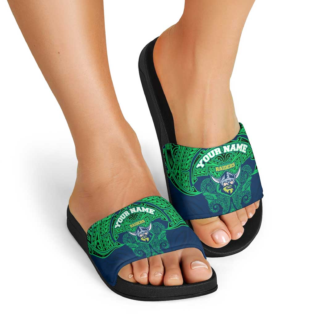 Personalized Canberra Raiders Slide Sandals Polynesian Tribal Pattern Style