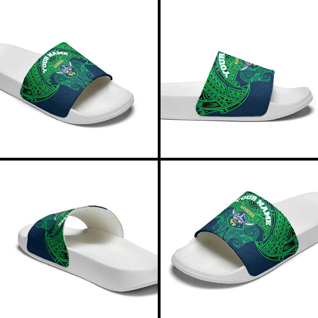 Personalized Canberra Raiders Slide Sandals Polynesian Tribal Pattern Style