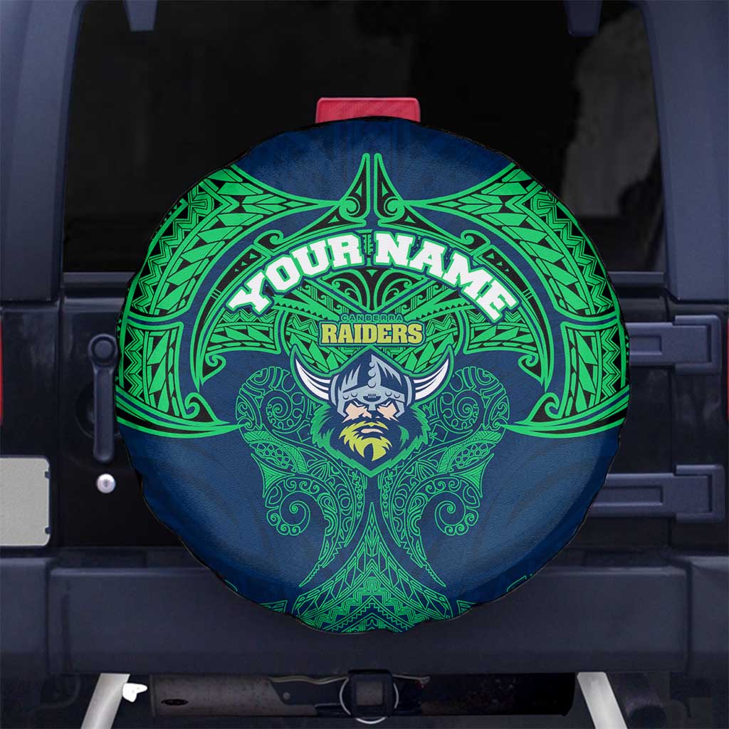 Personalized Canberra Raiders Spare Tire Cover Polynesian Tribal Pattern Style