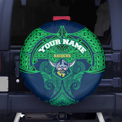 Personalized Canberra Raiders Spare Tire Cover Polynesian Tribal Pattern Style