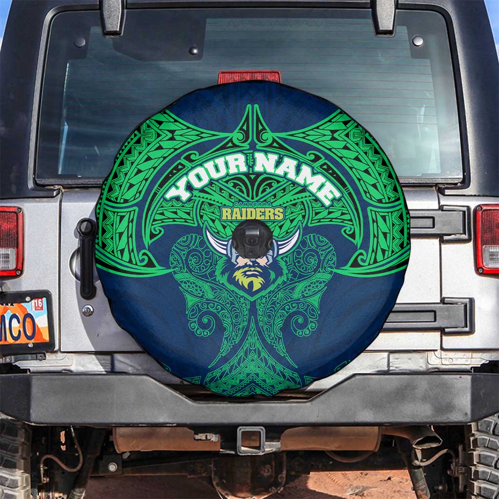 Personalized Canberra Raiders Spare Tire Cover Polynesian Tribal Pattern Style