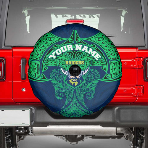 Personalized Canberra Raiders Spare Tire Cover Polynesian Tribal Pattern Style