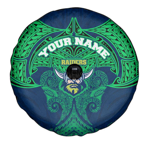 Personalized Canberra Raiders Spare Tire Cover Polynesian Tribal Pattern Style