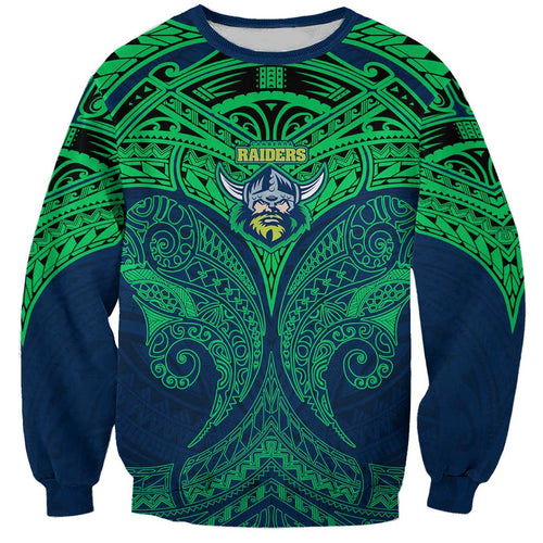 Personalized Canberra Raiders Sweatshirt Polynesian Tribal Pattern Style