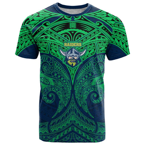 Personalized Canberra Raiders T Shirt Polynesian Tribal Pattern Style
