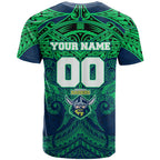 Personalized Canberra Raiders T Shirt Polynesian Tribal Pattern Style
