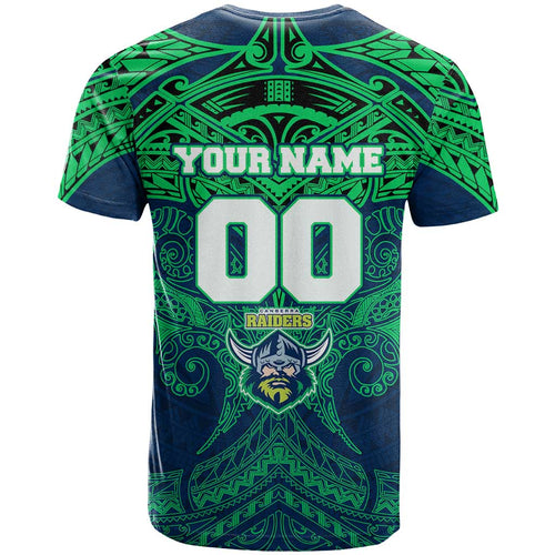Personalized Canberra Raiders T Shirt Polynesian Tribal Pattern Style