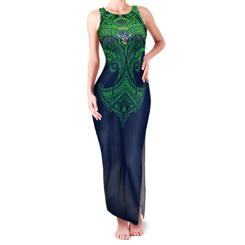 Personalized Canberra Raiders Tank Maxi Dress Polynesian Tribal Pattern Style
