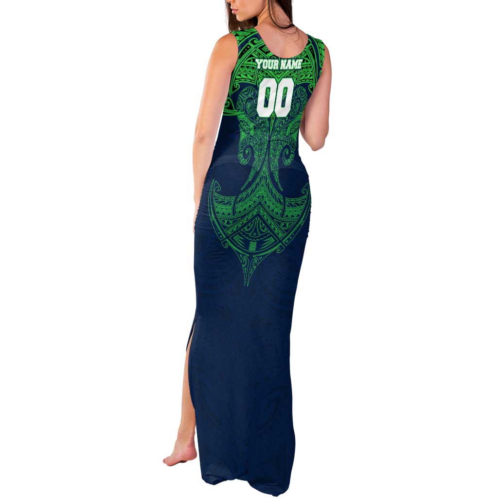 Personalized Canberra Raiders Tank Maxi Dress Polynesian Tribal Pattern Style