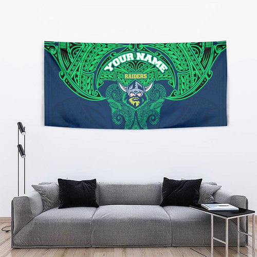 Personalized Canberra Raiders Tapestry Polynesian Tribal Pattern Style