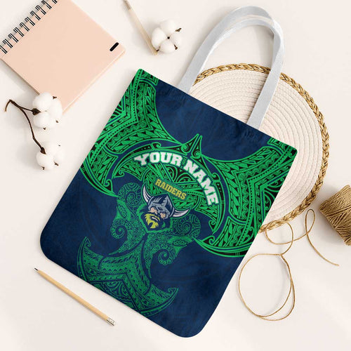 Personalized Canberra Raiders Tote Bag Polynesian Tribal Pattern Style