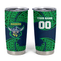 Personalized Canberra Raiders Tumbler Cup Polynesian Tribal Pattern Style