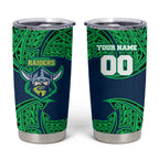Personalized Canberra Raiders Tumbler Cup Polynesian Tribal Pattern Style