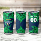 Personalized Canberra Raiders Tumbler Cup Polynesian Tribal Pattern Style