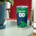 Personalized Canberra Raiders Tumbler Cup Polynesian Tribal Pattern Style