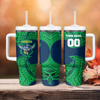 Personalized Canberra Raiders Tumbler With Handle Polynesian Tribal Pattern Style