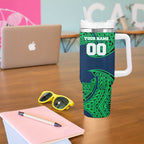 Personalized Canberra Raiders Tumbler With Handle Polynesian Tribal Pattern Style