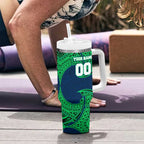 Personalized Canberra Raiders Tumbler With Handle Polynesian Tribal Pattern Style