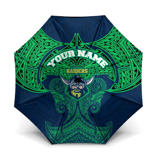 Personalized Canberra Raiders Umbrella Polynesian Tribal Pattern Style