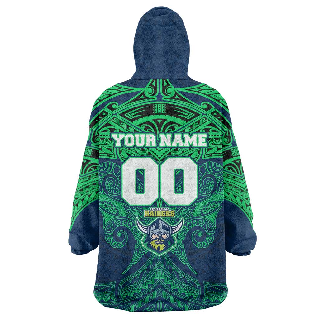 Personalized Canberra Raiders Wearable Blanket Hoodie Polynesian Tribal Pattern Style
