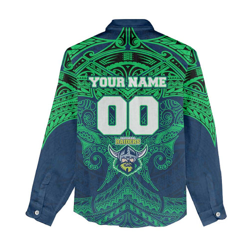 Personalized Canberra Raiders Women Casual Shirt Polynesian Tribal Pattern Style