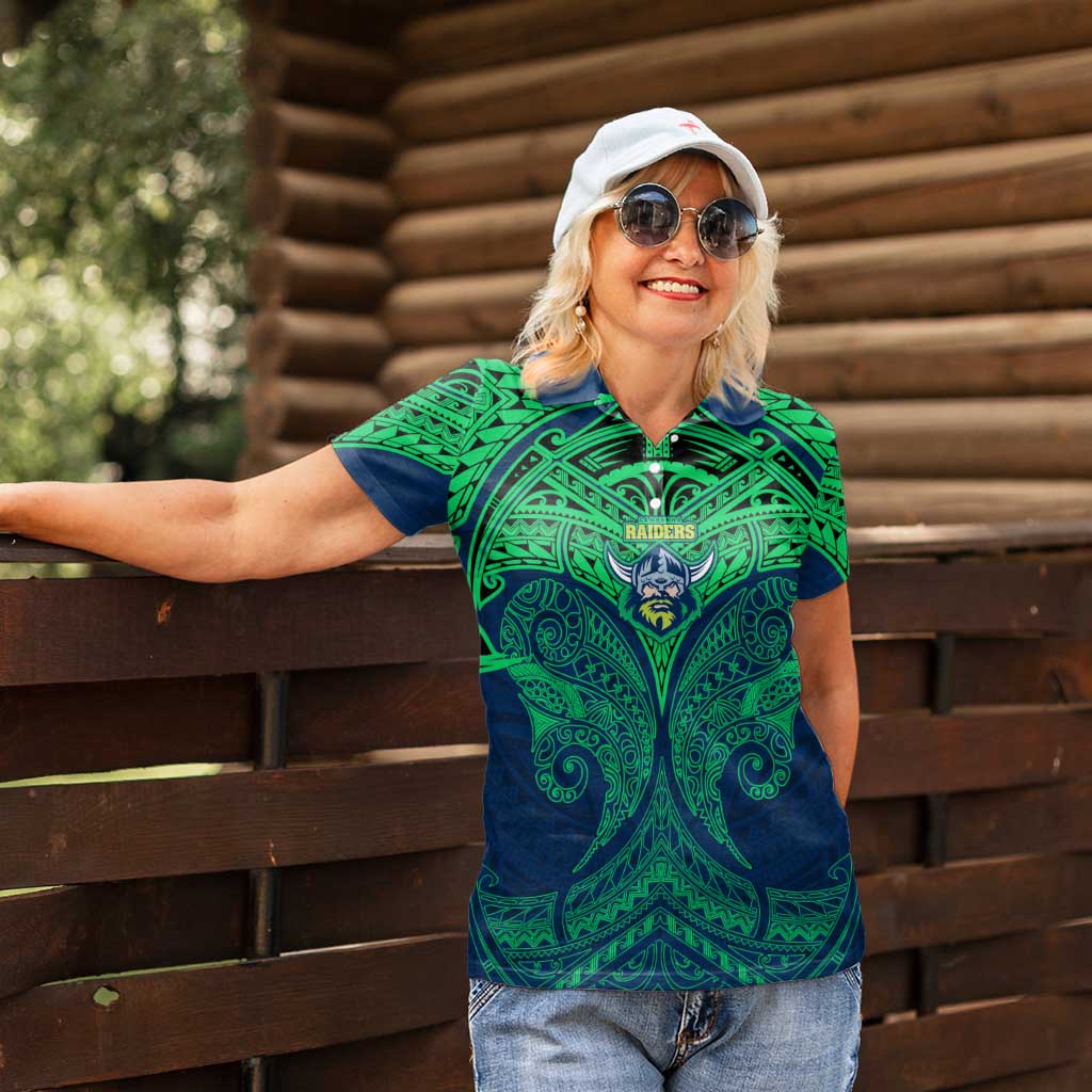 Personalized Canberra Raiders Women Polo Shirt Polynesian Tribal Pattern Style