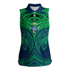 Personalized Canberra Raiders Women Sleeveless Polo Shirt Polynesian Tribal Pattern Style