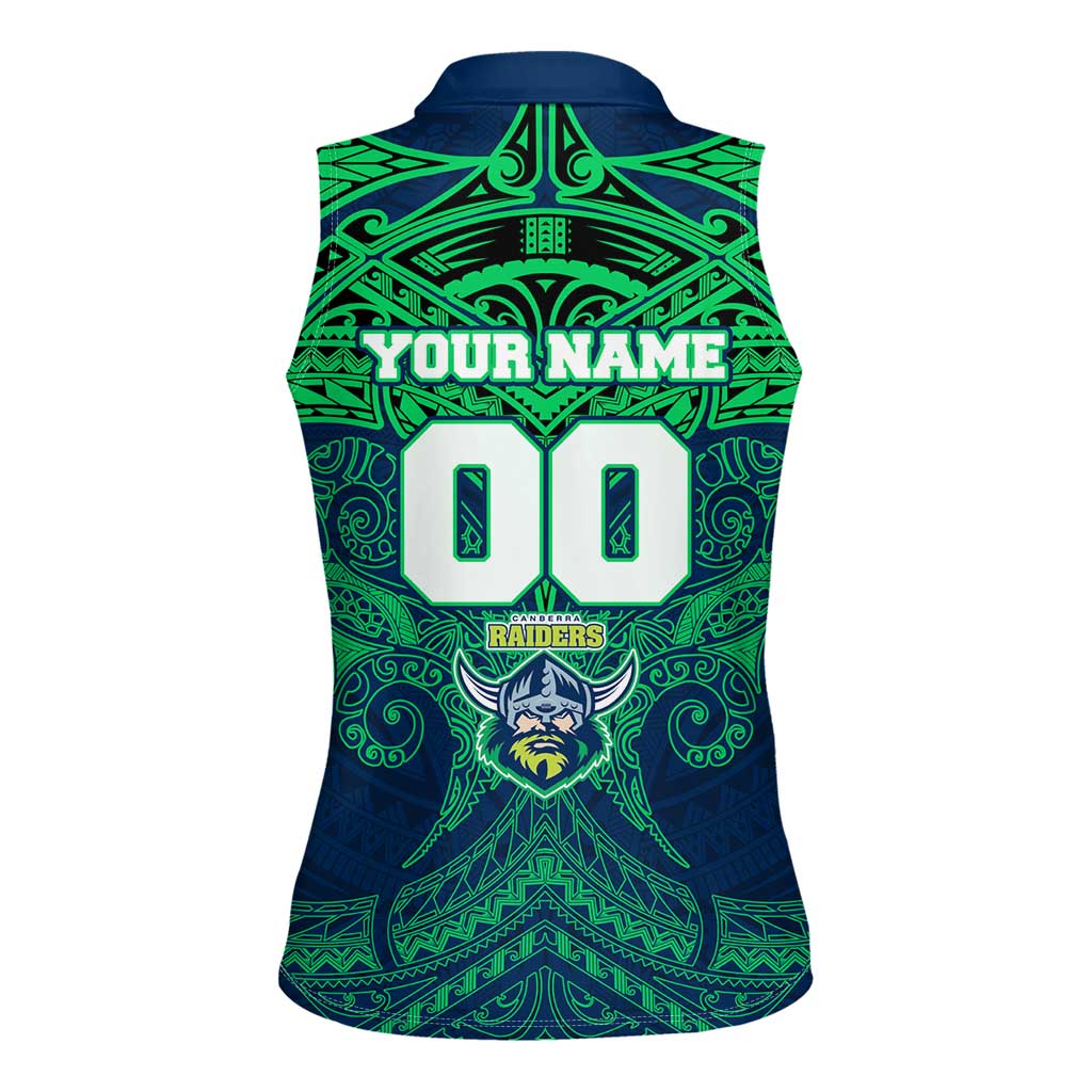 Personalized Canberra Raiders Women Sleeveless Polo Shirt Polynesian Tribal Pattern Style