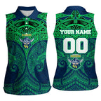 Personalized Canberra Raiders Women Sleeveless Polo Shirt Polynesian Tribal Pattern Style