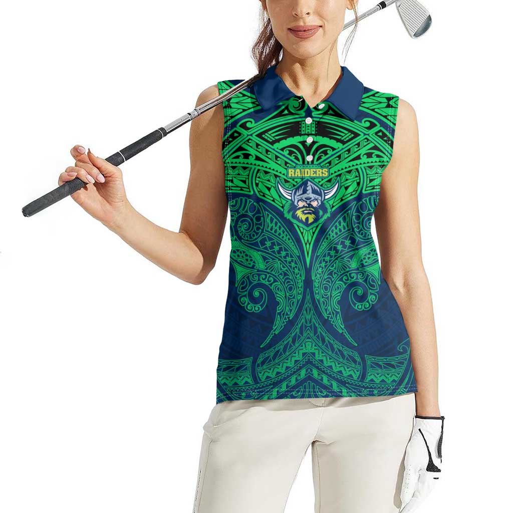 Personalized Canberra Raiders Women Sleeveless Polo Shirt Polynesian Tribal Pattern Style
