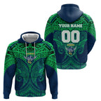 Personalized Canberra Raiders Zip Hoodie Polynesian Tribal Pattern Style