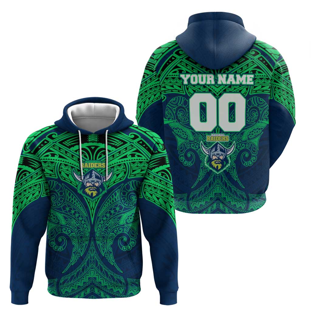 Personalized Canberra Raiders Zip Hoodie Polynesian Tribal Pattern Style