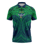 Personalized Canberra Raiders Zipper Polo Shirt Polynesian Tribal Pattern Style