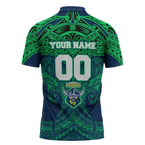 Personalized Canberra Raiders Zipper Polo Shirt Polynesian Tribal Pattern Style