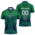 Personalized Canberra Raiders Zipper Polo Shirt Polynesian Tribal Pattern Style