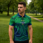 Personalized Canberra Raiders Zipper Polo Shirt Polynesian Tribal Pattern Style