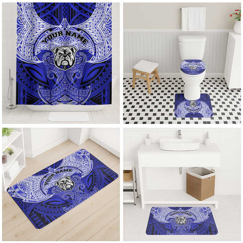 Personalized Canterbury-Bankstown Bulldogs Bathroom Set Polynesian Tribal Pattern Style
