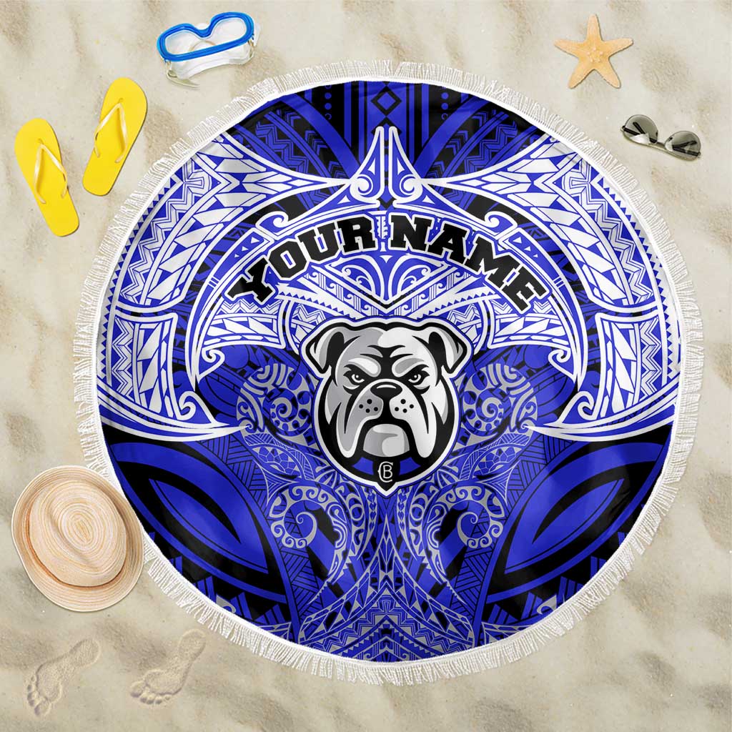 Personalized Canterbury-Bankstown Bulldogs Beach Blanket Polynesian Tribal Pattern Style