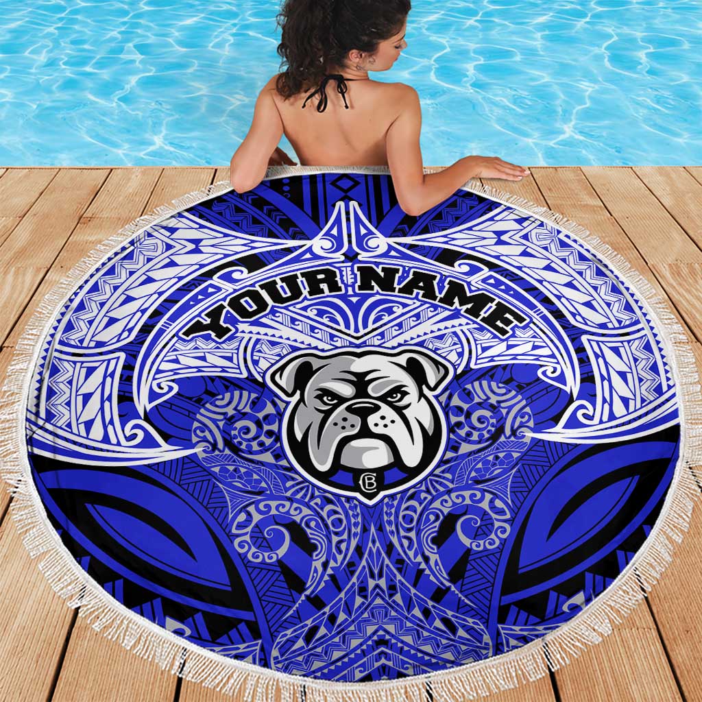 Personalized Canterbury-Bankstown Bulldogs Beach Blanket Polynesian Tribal Pattern Style