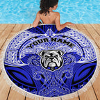 Personalized Canterbury-Bankstown Bulldogs Beach Blanket Polynesian Tribal Pattern Style