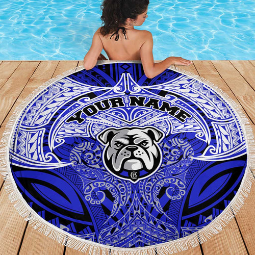 Personalized Canterbury-Bankstown Bulldogs Beach Blanket Polynesian Tribal Pattern Style