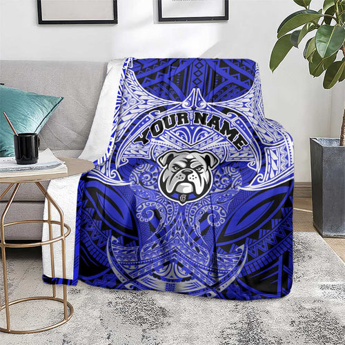 Personalized Canterbury-Bankstown Bulldogs Blanket Polynesian Tribal Pattern Style